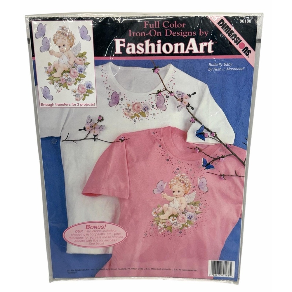 Vintage Iron On Dimensions Fashion Art Butterfly Baby 1994 Design Free Shipping